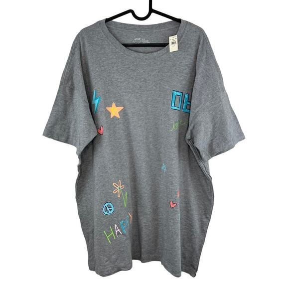 NWT Offline by Aerie Oversized Grey Printed Jersey Boyfriend T-Shirt Size Medium - Picture 2 of 10